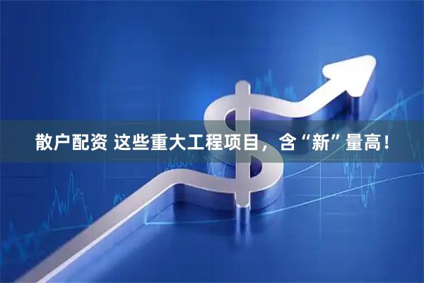 散户配资 这些重大工程项目，含“新”量高！